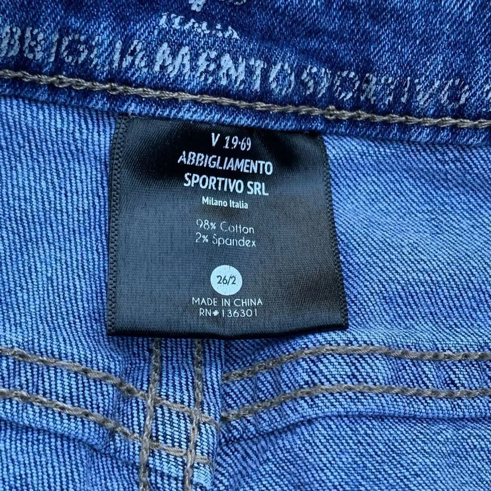 Versace V 1969 Italia Abbligiamento Sportivo jeans acid wash busted knee